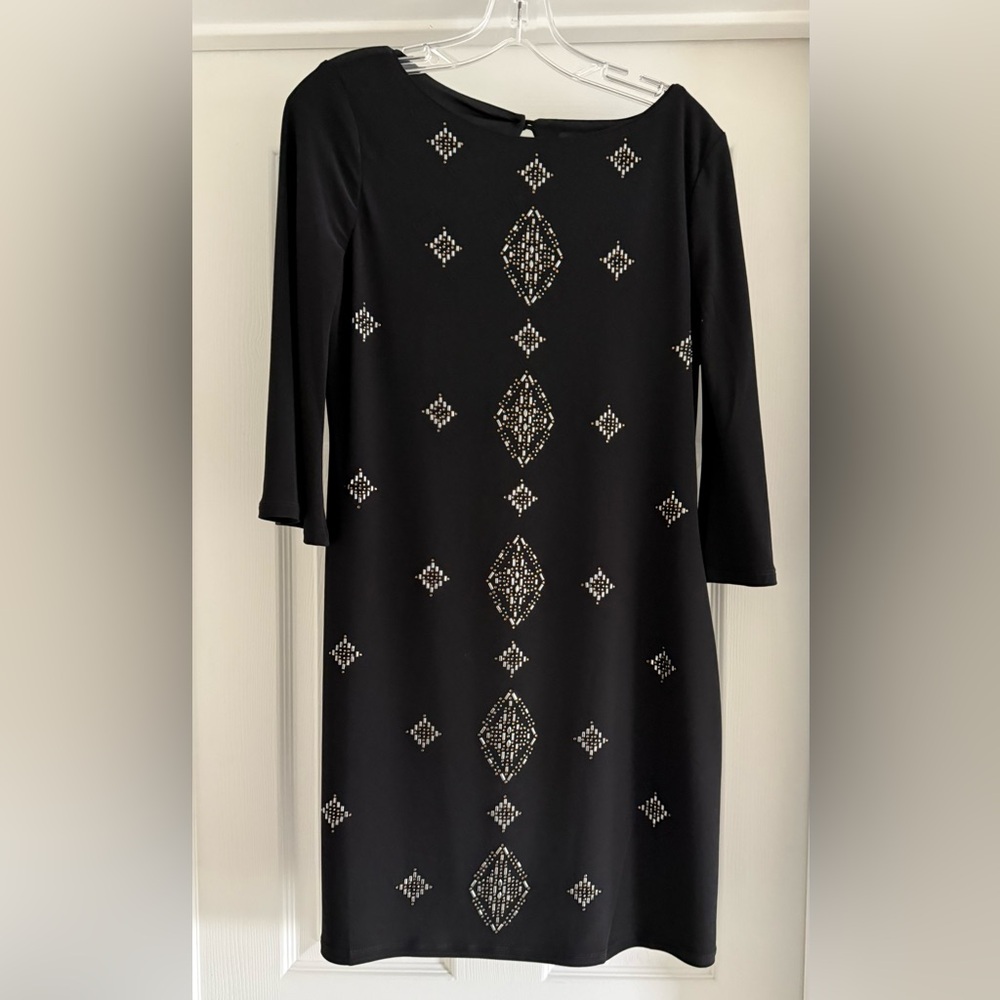 WHBM Metallic Beaded Sheath Dress-Sz MP